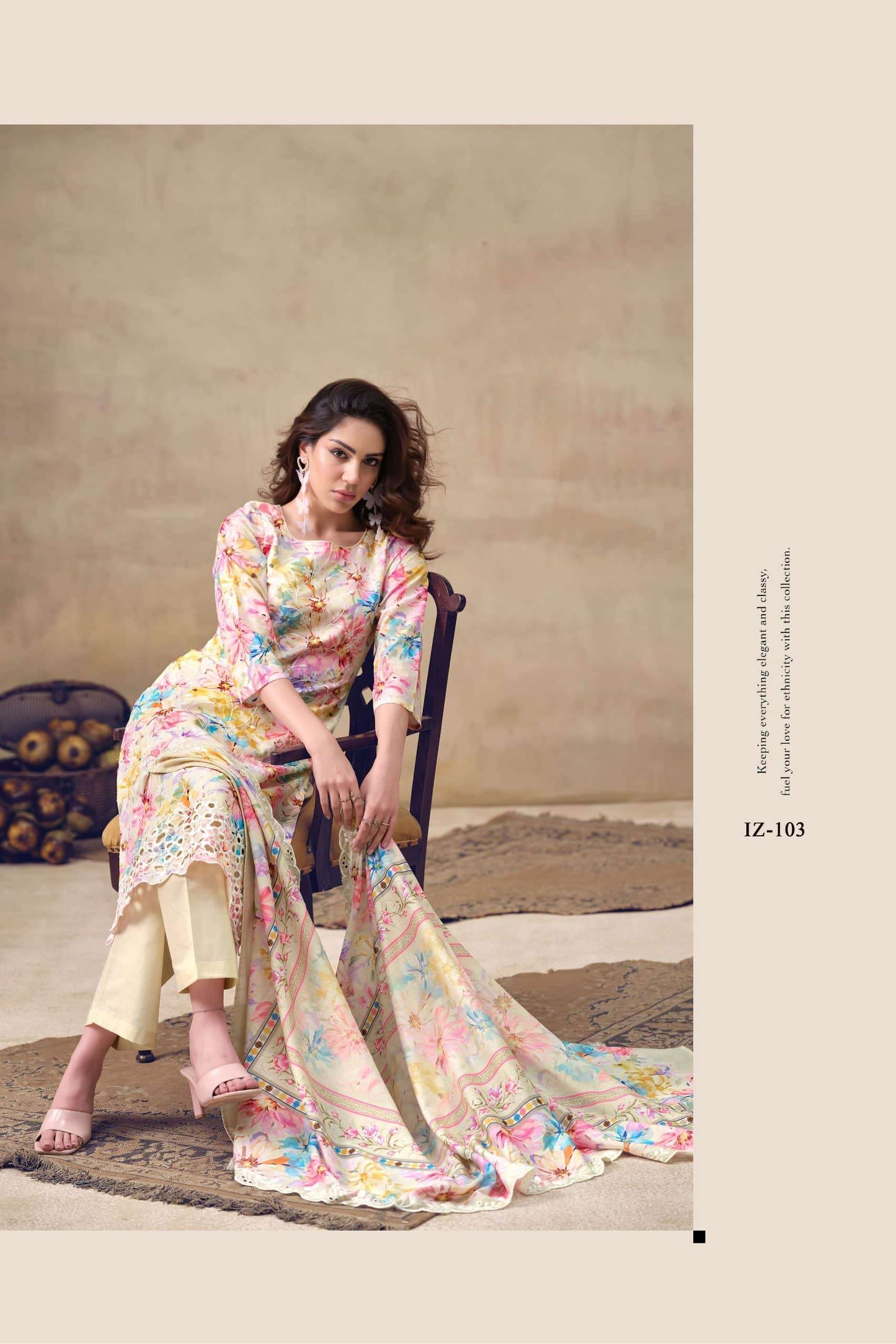 The Hermitage Shop Iznik Cotton Chikankari Dress Material