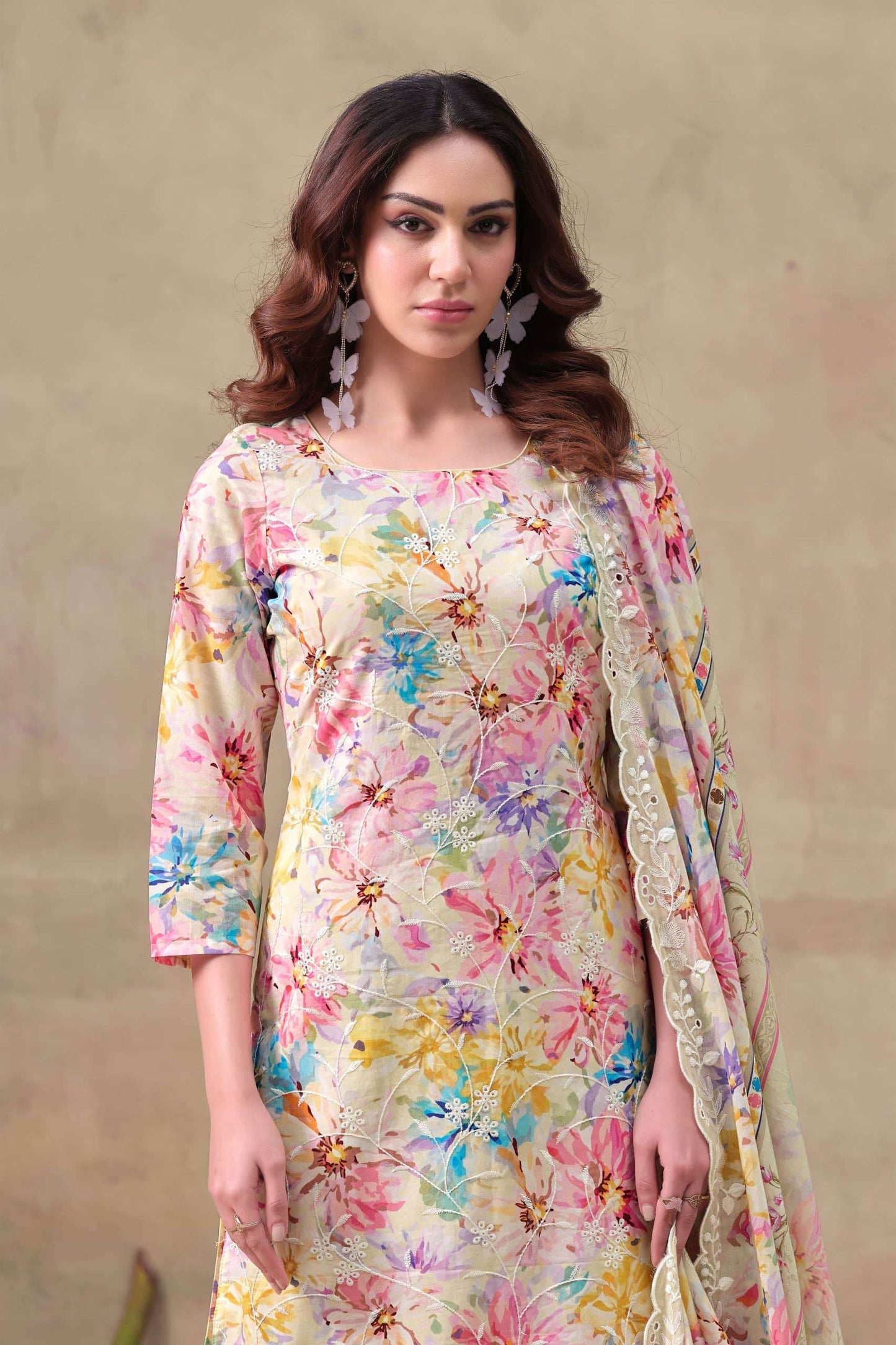 The Hermitage Shop Iznik Cotton Chikankari Dress Material