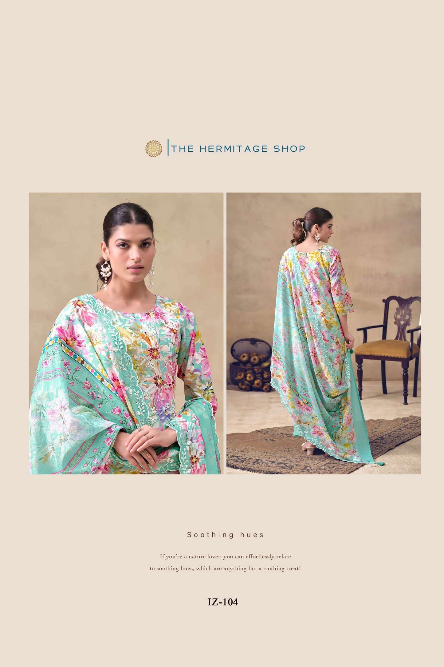 The Hermitage Shop Iznik Cotton Chikankari Dress Material