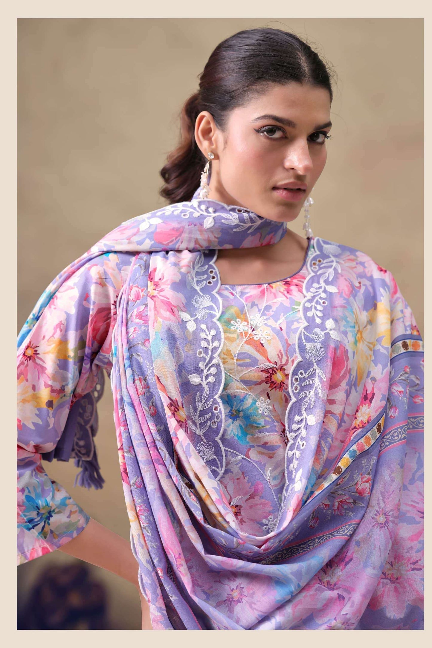 The Hermitage Shop Iznik Cotton Chikankari Dress Material