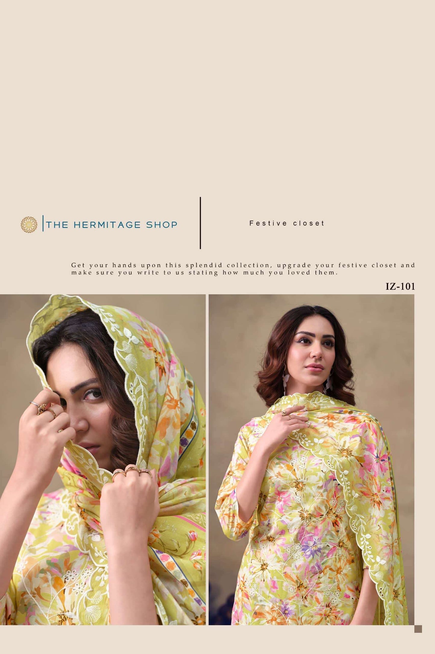 The Hermitage Shop Iznik Cotton Chikankari Dress Material