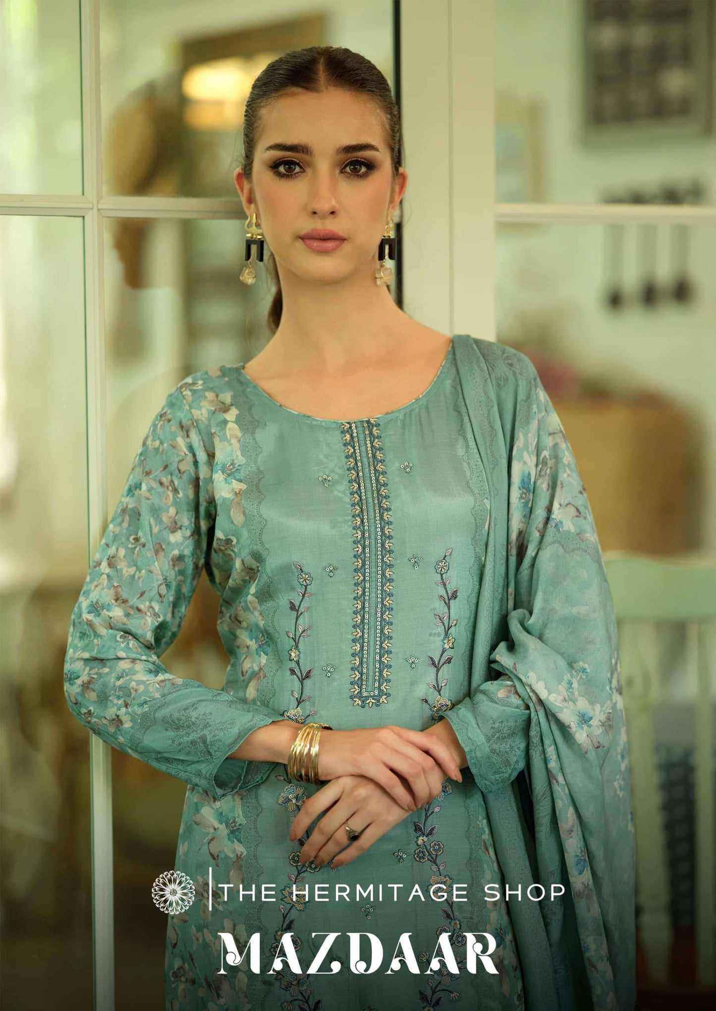 Hermitage Mazdaar Giza PK Lawn Embroidered Pakistani Suit