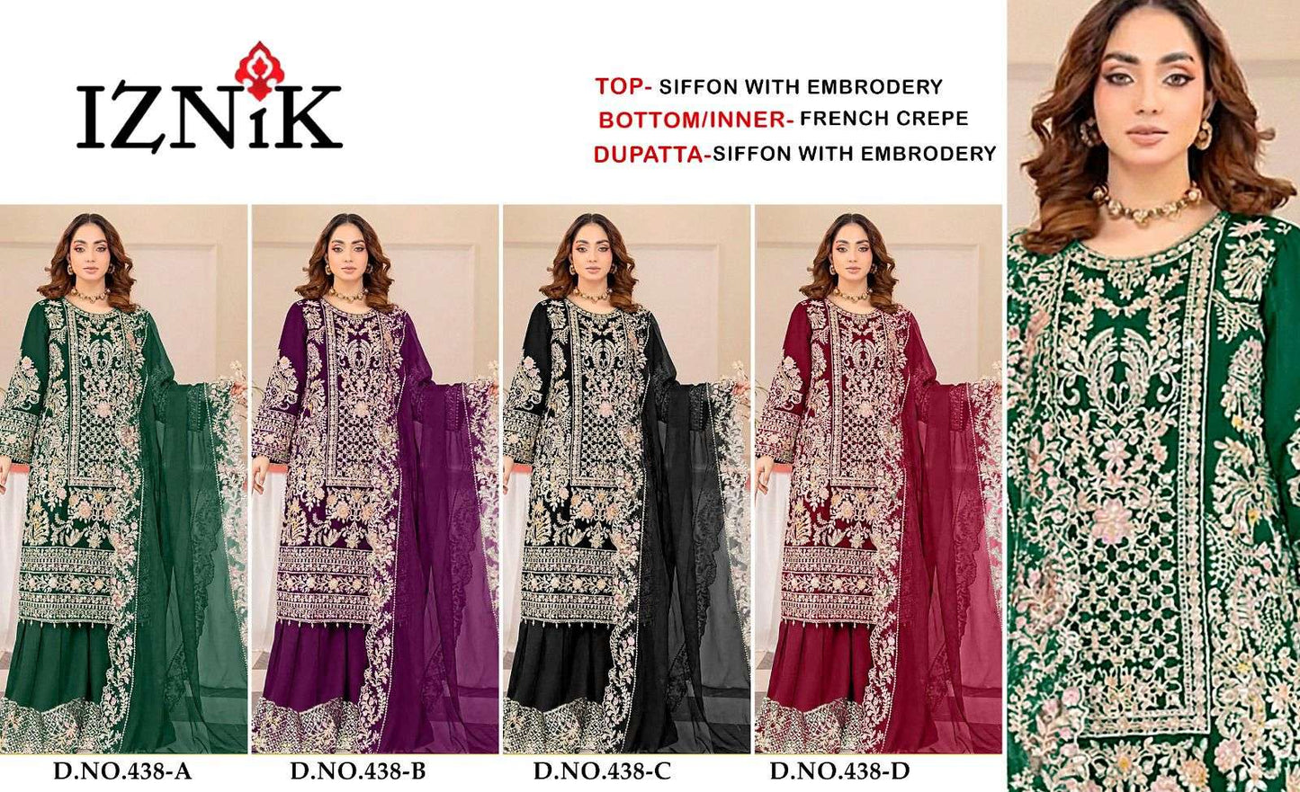 Iznik A - 438 Abcd Pakistani Suit Wholesale Catalogue - Amrah Wholesale