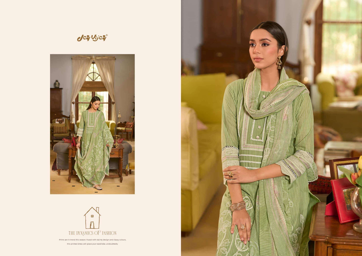 Jay Vijay Basera Mal Mal Cotton Embroidered Dress Material