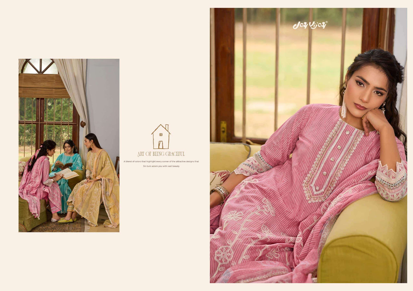 Jay Vijay Basera Mal Mal Cotton Embroidered Dress Material