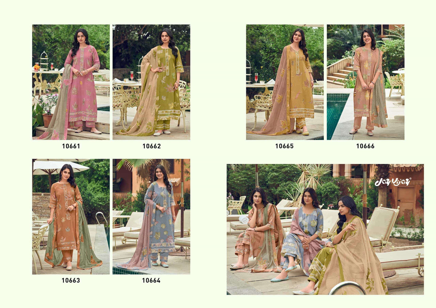 Jay Vijay Kesariya Premium Cotton Embroidered Dress Material