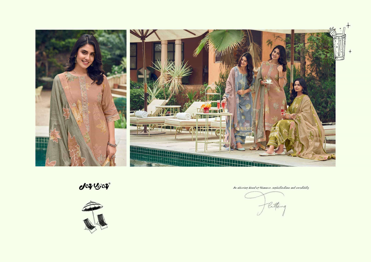 Jay Vijay Kesariya Premium Cotton Embroidered Dress Material