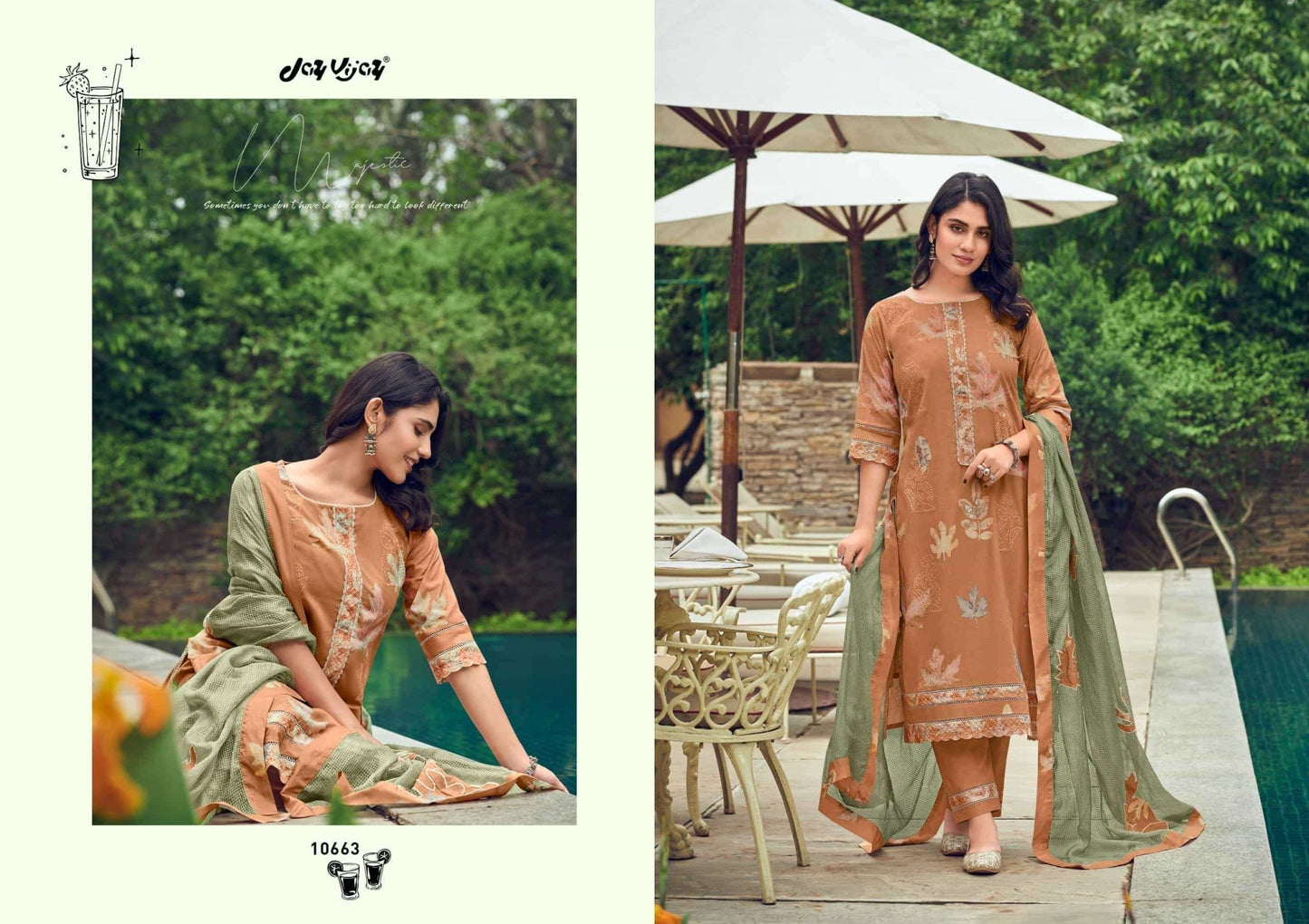 Jay Vijay Kesariya Premium Cotton Embroidered Dress Material - Amrah Wholesale