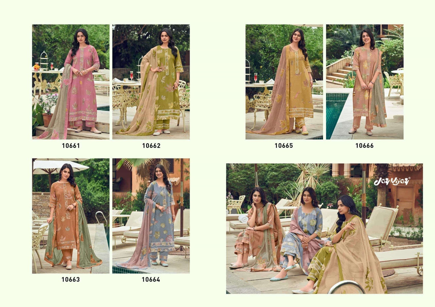 Jay Vijay Kesariya Premium Cotton Embroidered Dress Material - Amrah Wholesale