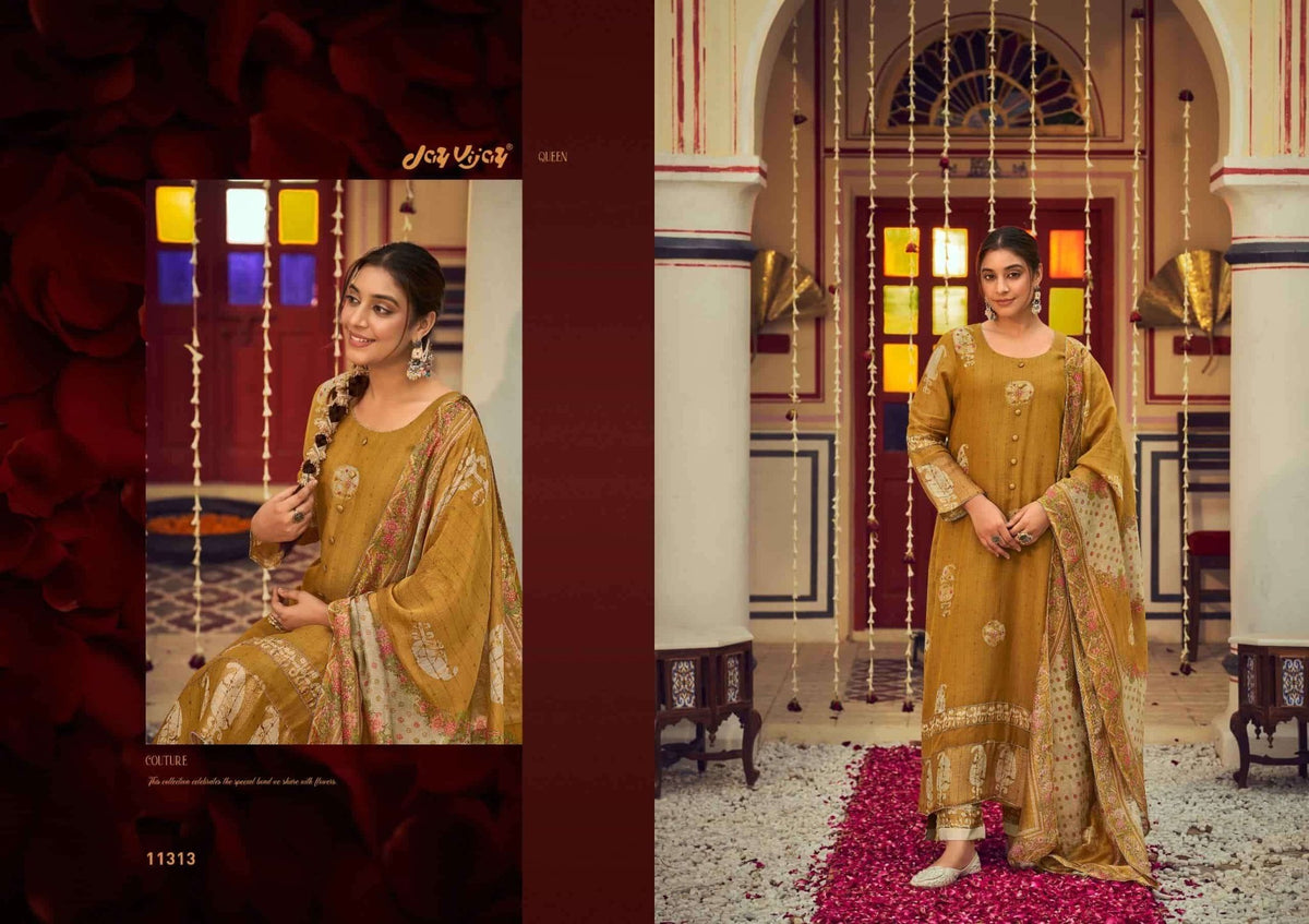Jay Vijay Roshandaan Premium Mal Chanderi Tissue Dress Material - Amrah Wholesale