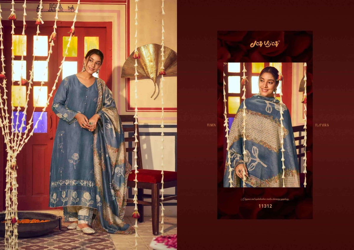 Jay Vijay Roshandaan Premium Mal Chanderi Tissue Dress Material - Amrah Wholesale
