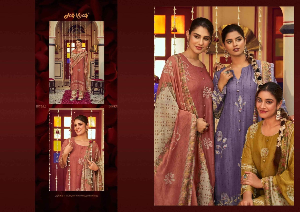 Jay Vijay Roshandaan Premium Mal Chanderi Tissue Dress Material - Amrah Wholesale