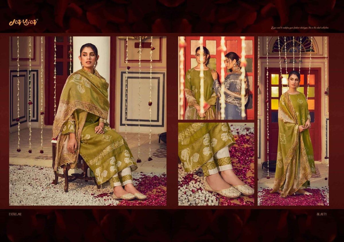 Jay Vijay Roshandaan Premium Mal Chanderi Tissue Dress Material - Amrah Wholesale