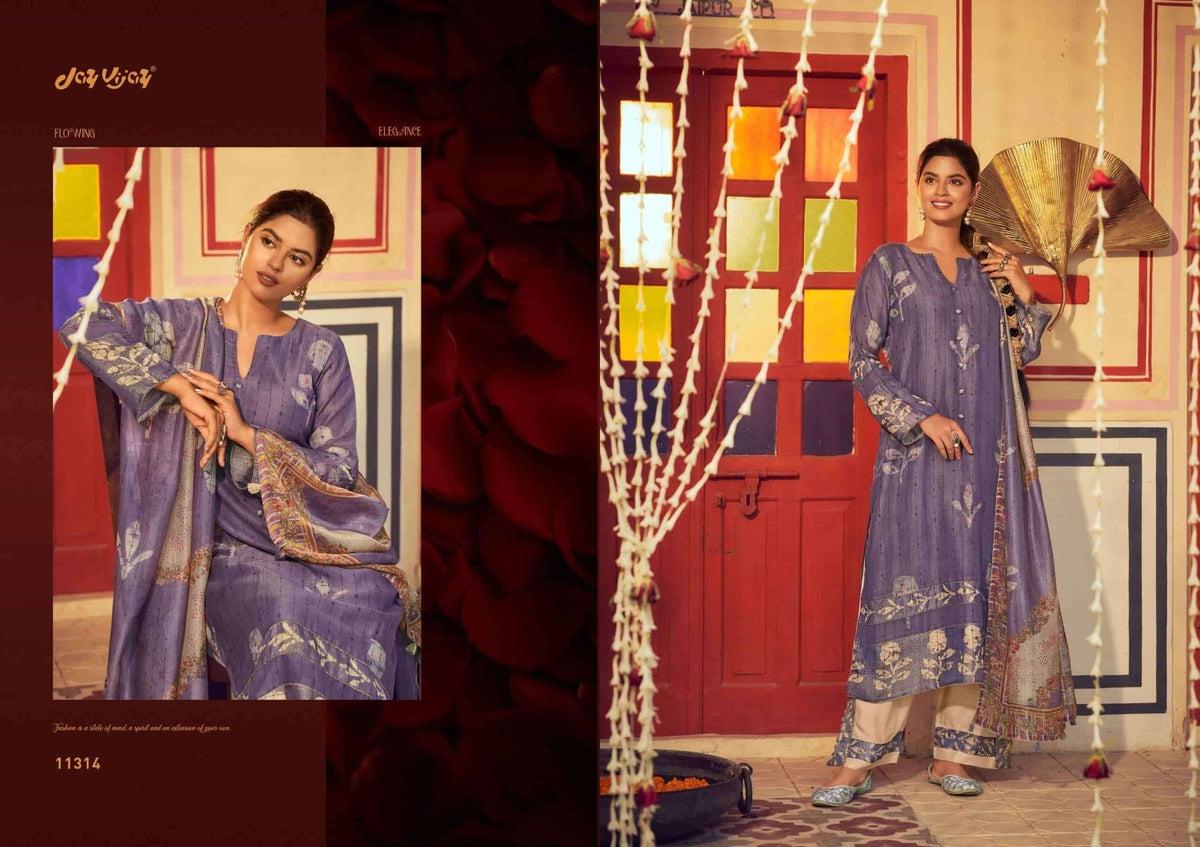 Jay Vijay Roshandaan Premium Mal Chanderi Tissue Dress Material - Amrah Wholesale