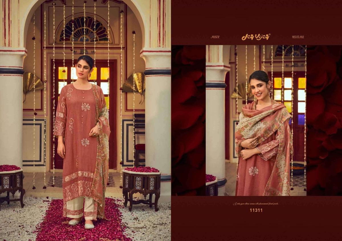 Jay Vijay Roshandaan Premium Mal Chanderi Tissue Dress Material - Amrah Wholesale