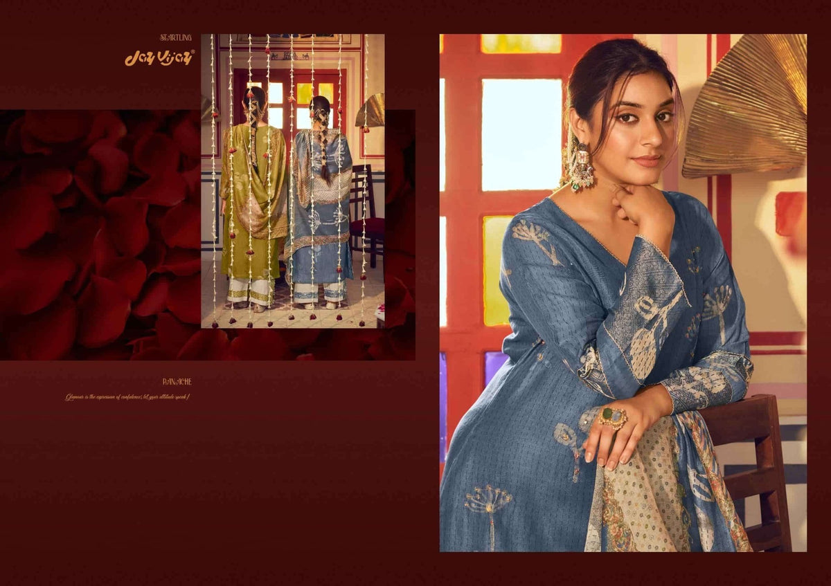 Jay Vijay Roshandaan Premium Mal Chanderi Tissue Dress Material - Amrah Wholesale