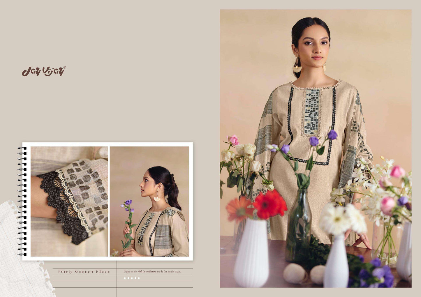 Jay Vijay Sitarey Pure South Cotton Jacquard Dress Material