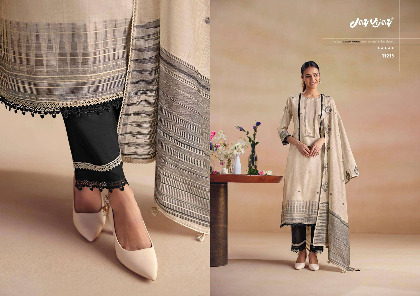 Jay Vijay Sitarey Pure South Cotton Jacquard Dress Material