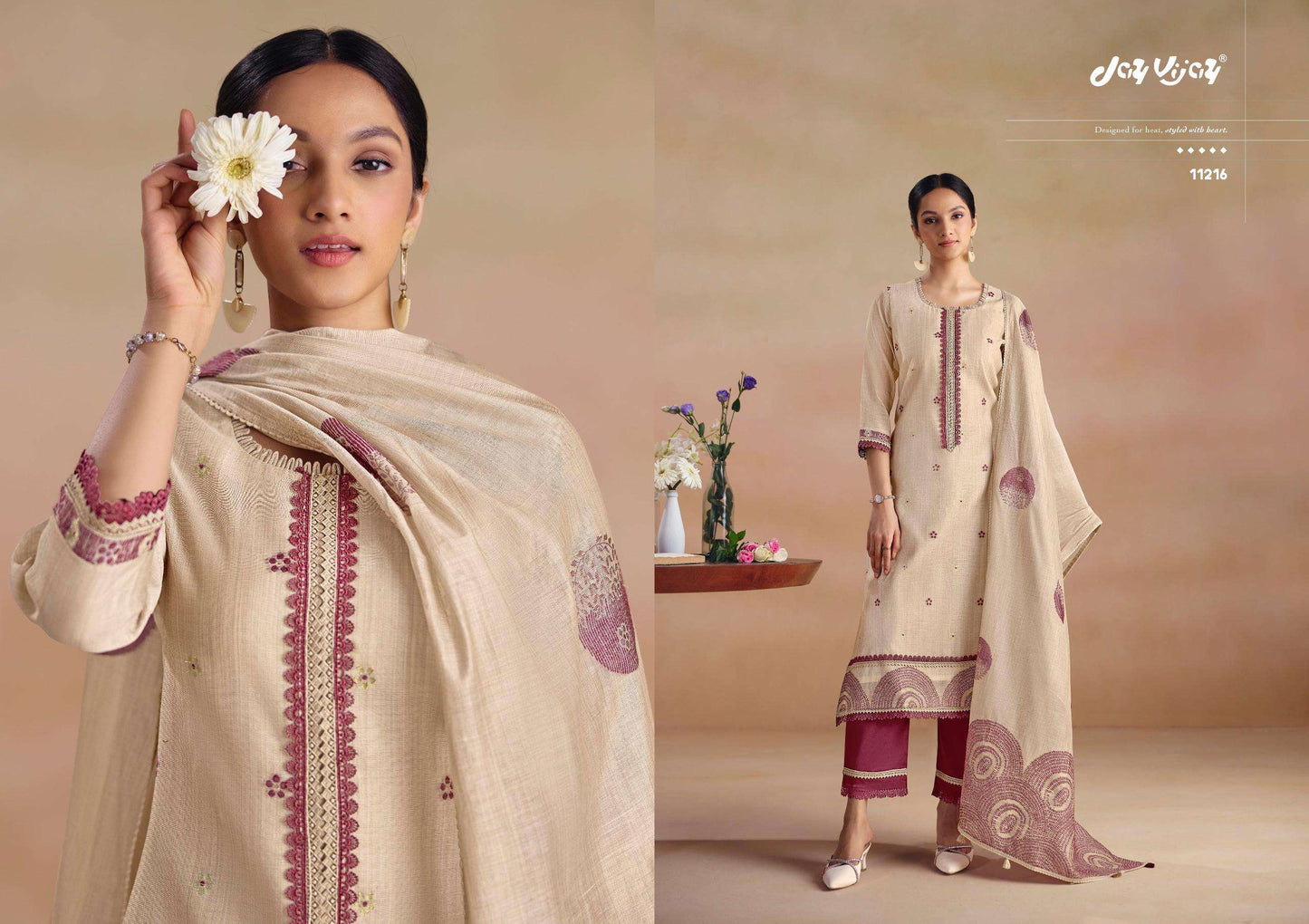 Jay Vijay Sitarey Pure South Cotton Jacquard Dress Material