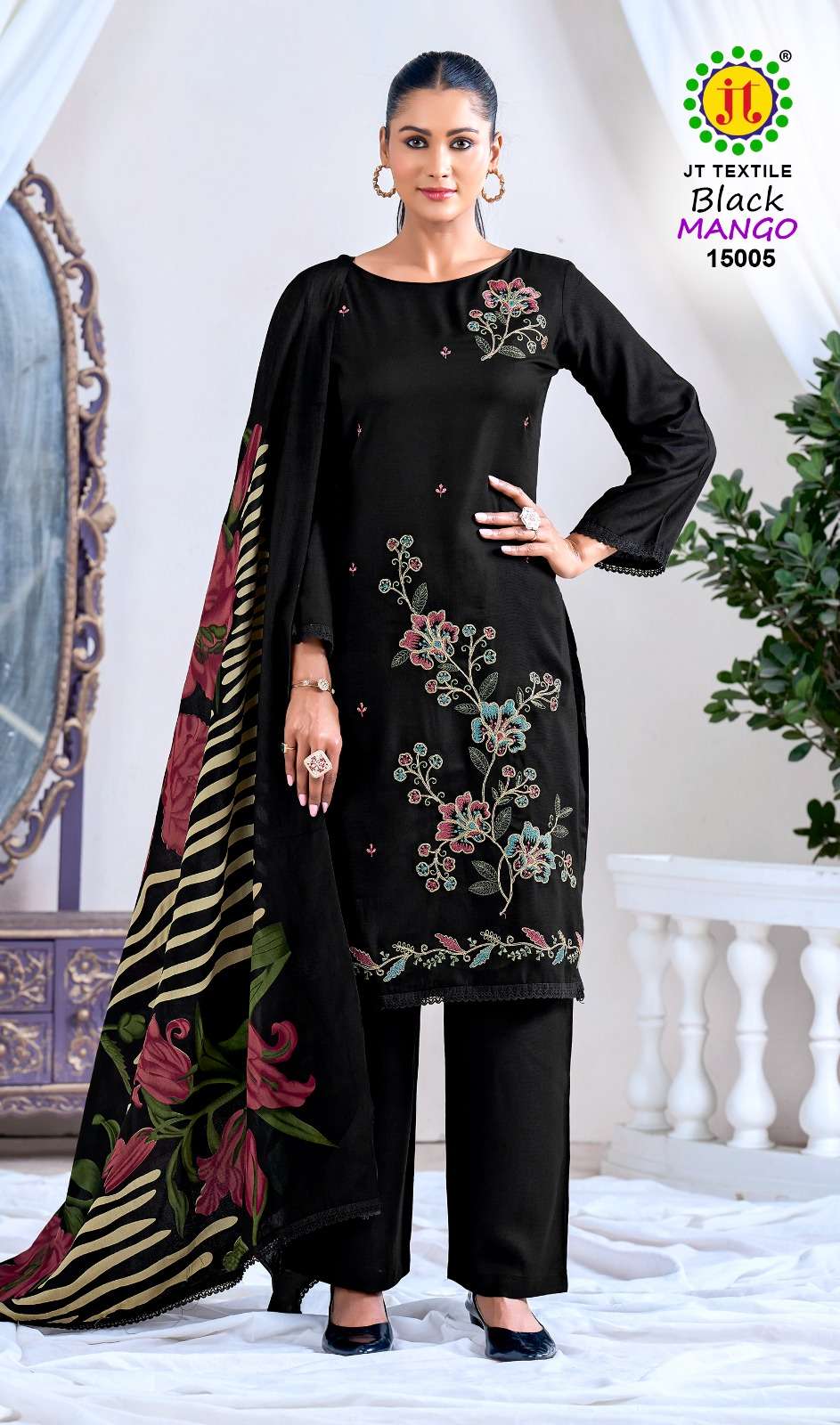 JT Textile Black Mango Vol - 15 Rayon Dress Material Wholesale Surat India - Amrah Wholesale