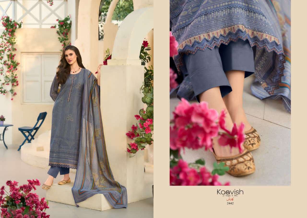 Kaavish Fashion Rose Pure Mul Chanderi Dress Material Wholesale - Amrah Wholesale