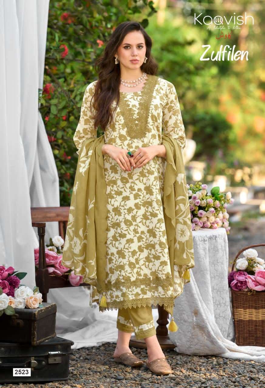 Kaavish Fashion Zulfilen Pure Lawn Cotton Pakistani Suit - Amrah Wholesale