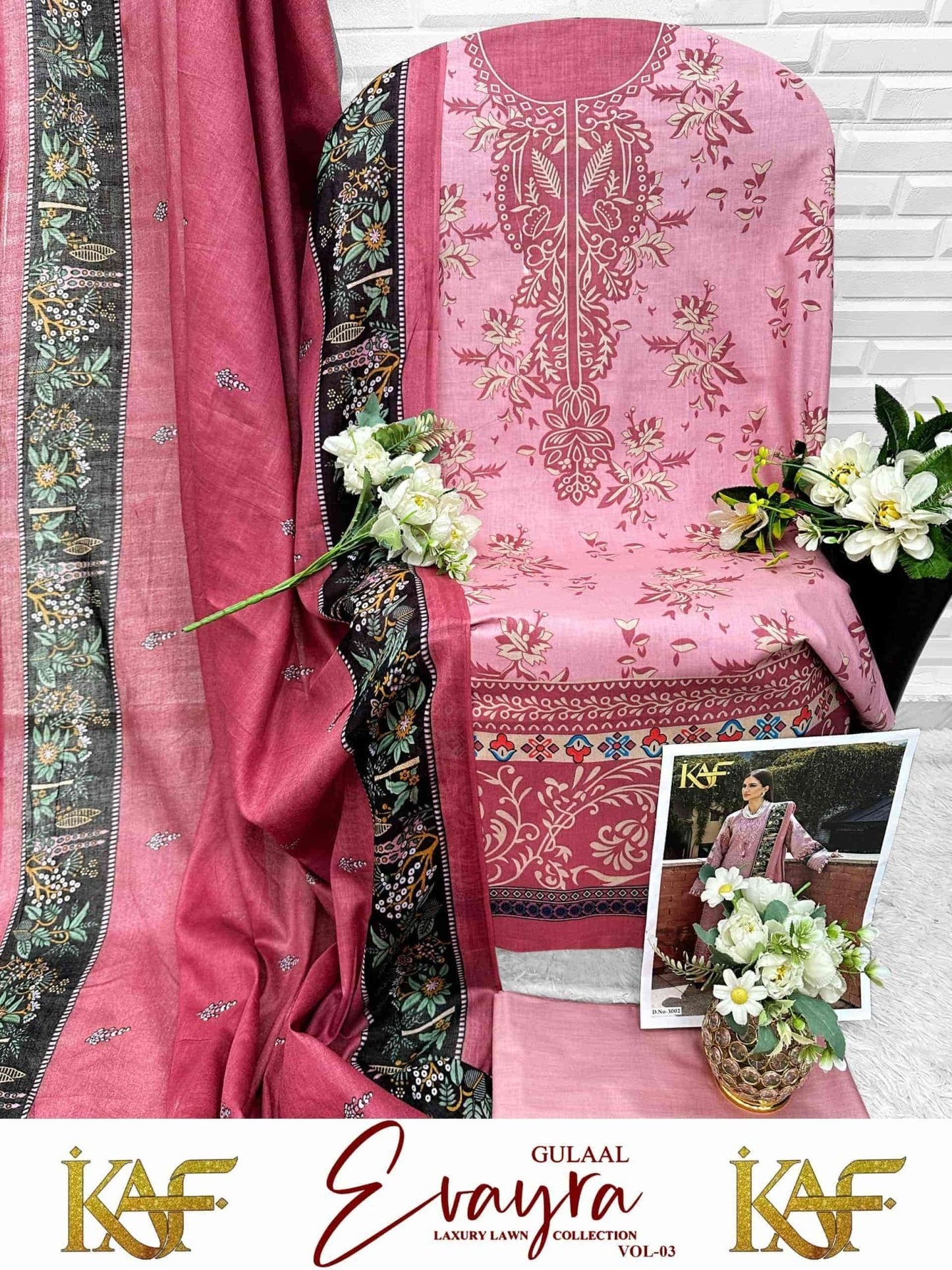 Kaf Evayra Gulaal Vol 3 Karachi Cotton Pakistani Suit - Amrah Wholesale