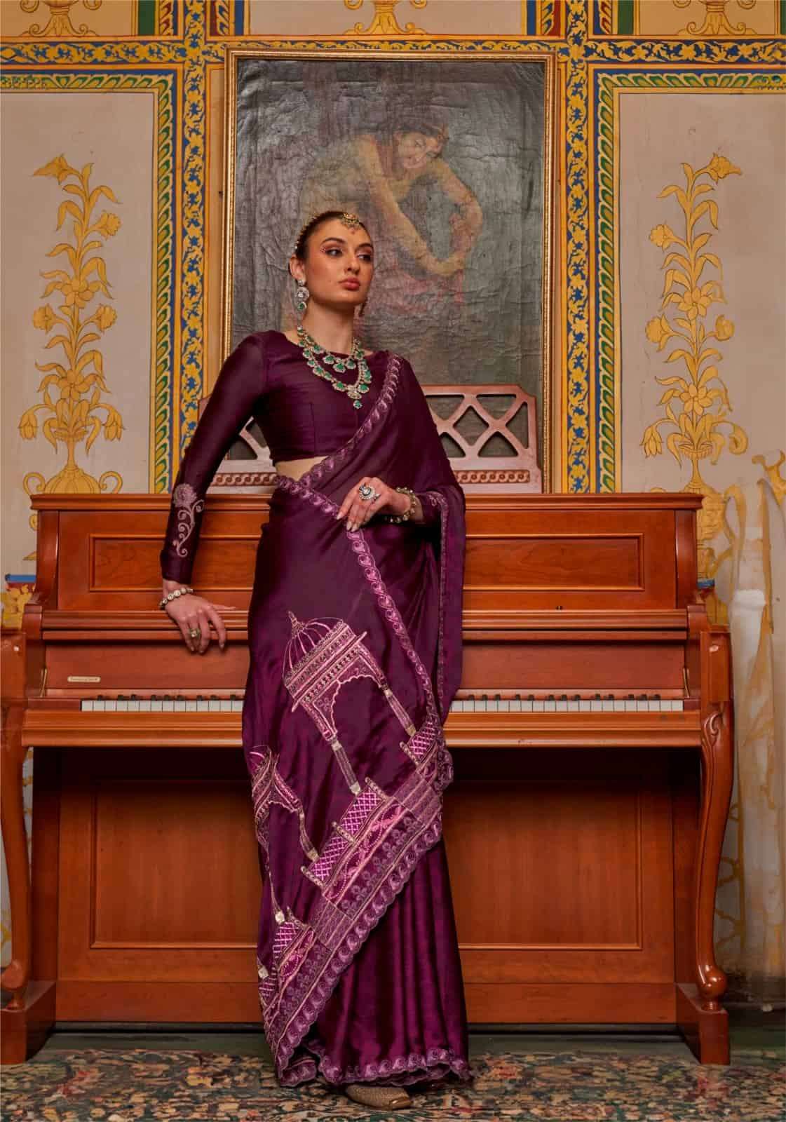 Kalaakand Mandir 501 To 504 Satin Chiffon Embroidered Saree - Amrah Wholesale