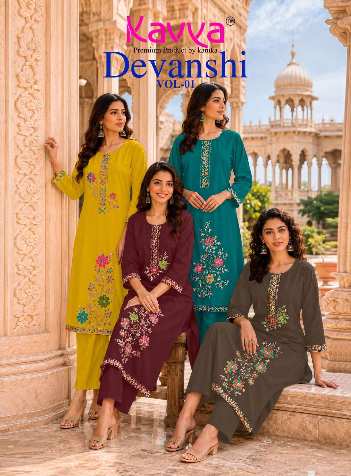 Kavya Devanshi Vol 1 Premium Dhabu Cotton Kurti Bottom Set