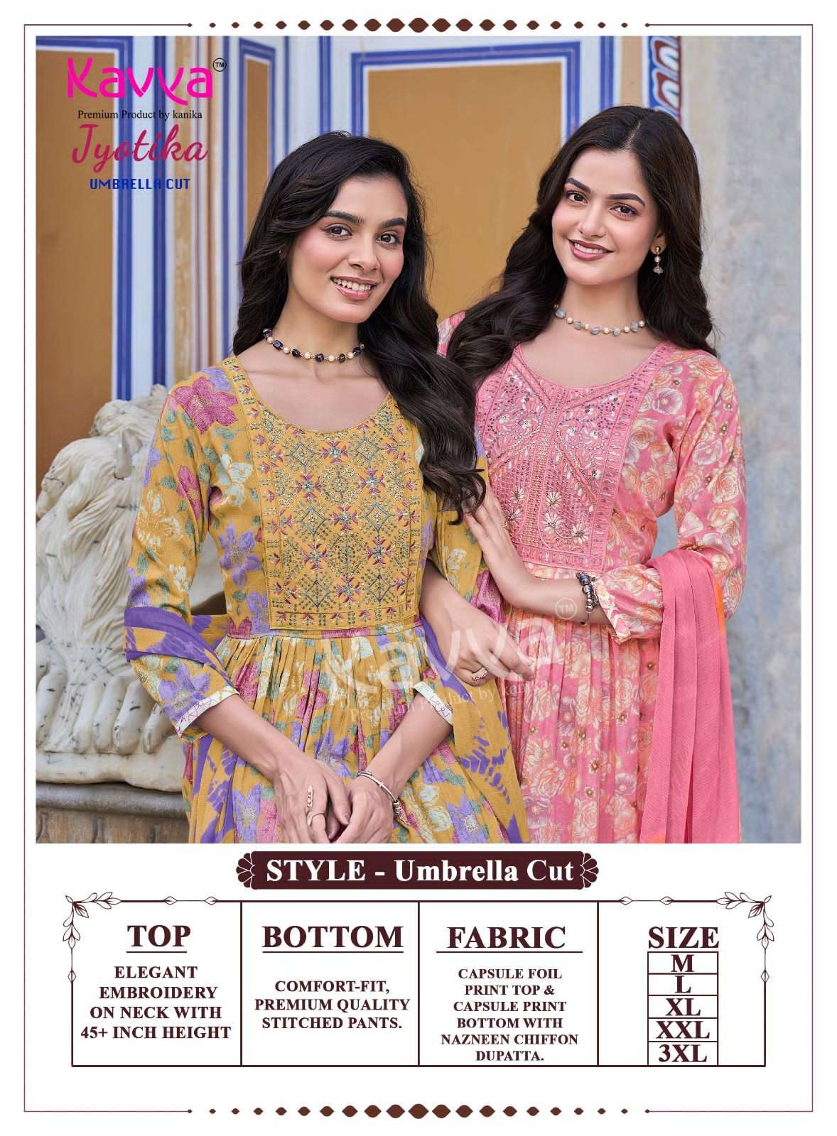Kavya Jyotika Vol 38 Foil Print Kurti Pant Dupatta Set