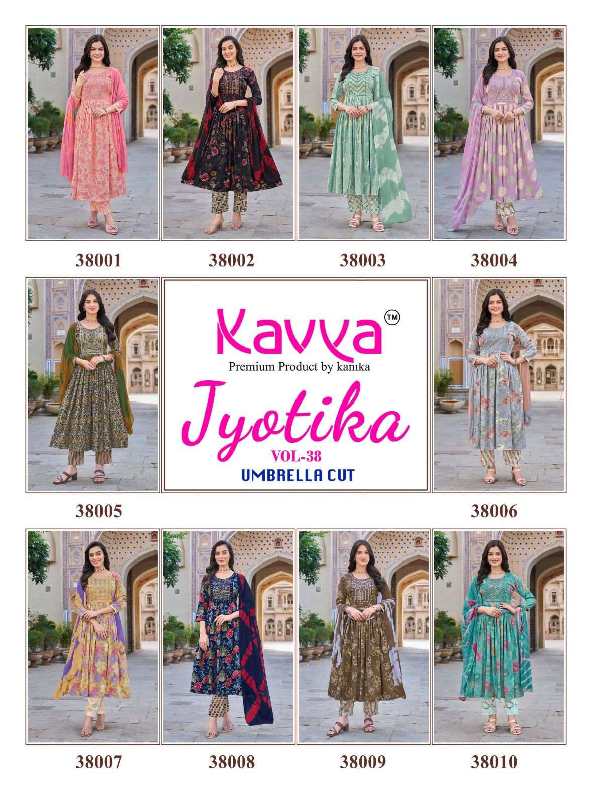 Kavya Jyotika Vol 38 Foil Print Kurti Pant Dupatta Set