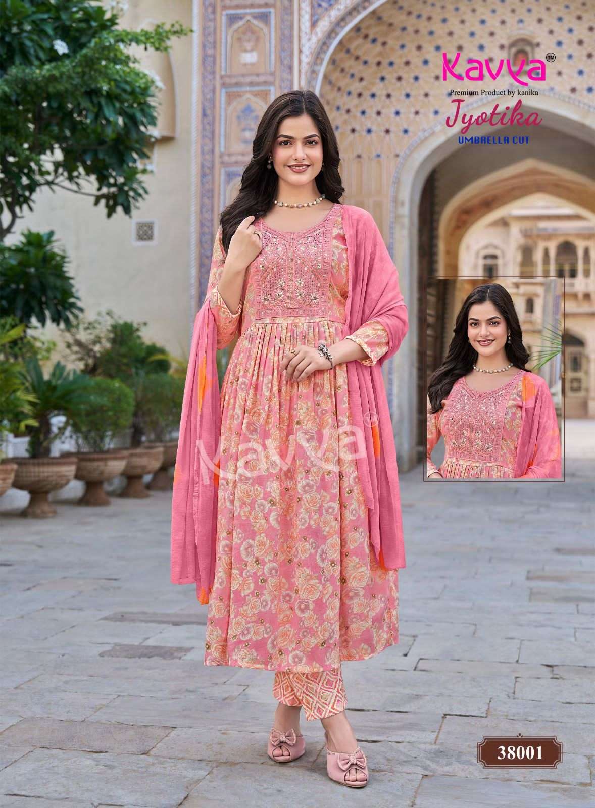 Kavya Jyotika Vol 38 Foil Print Kurti Pant Dupatta Set