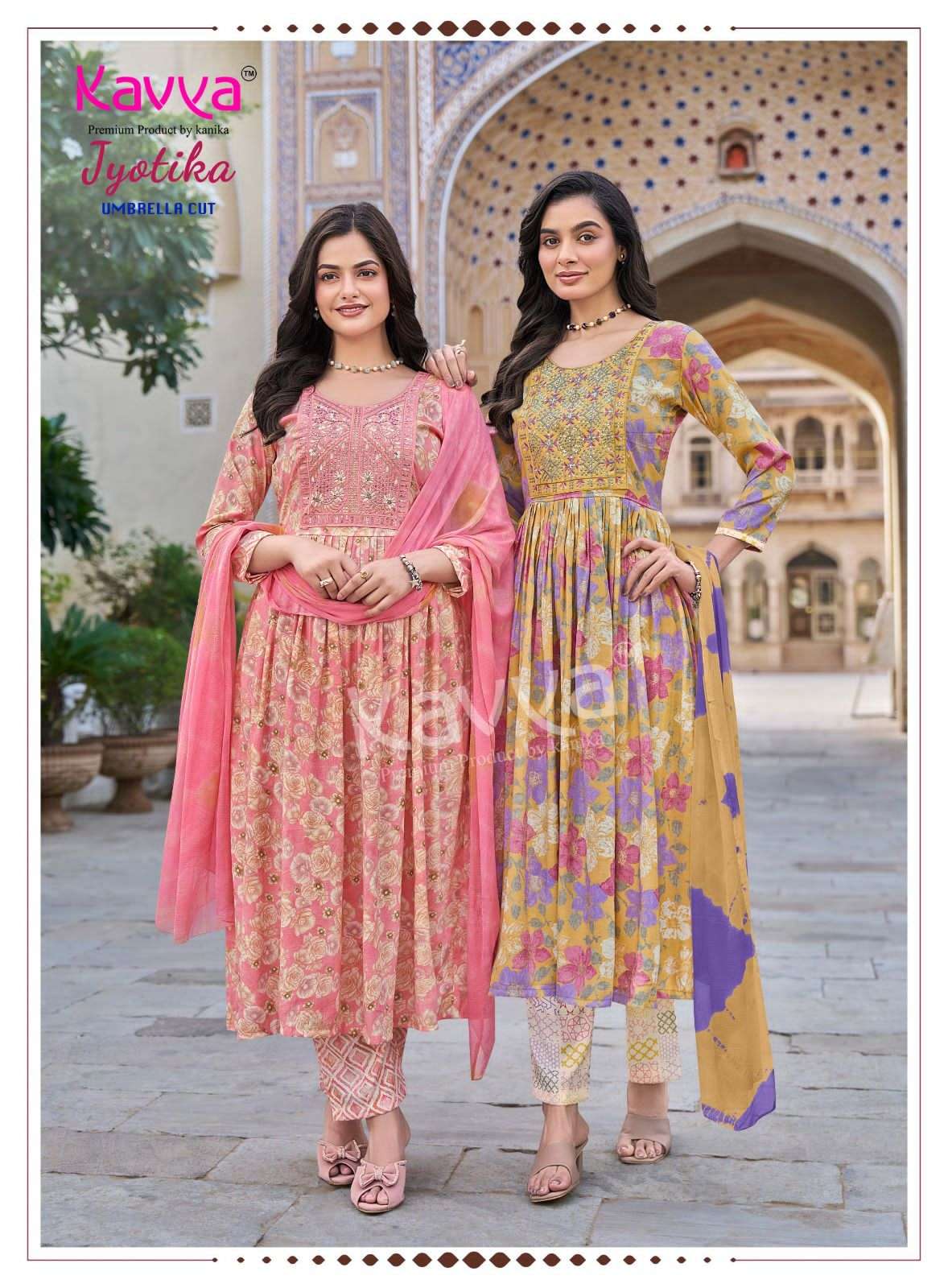 Kavya Jyotika Vol 38 Foil Print Kurti Pant Dupatta Set