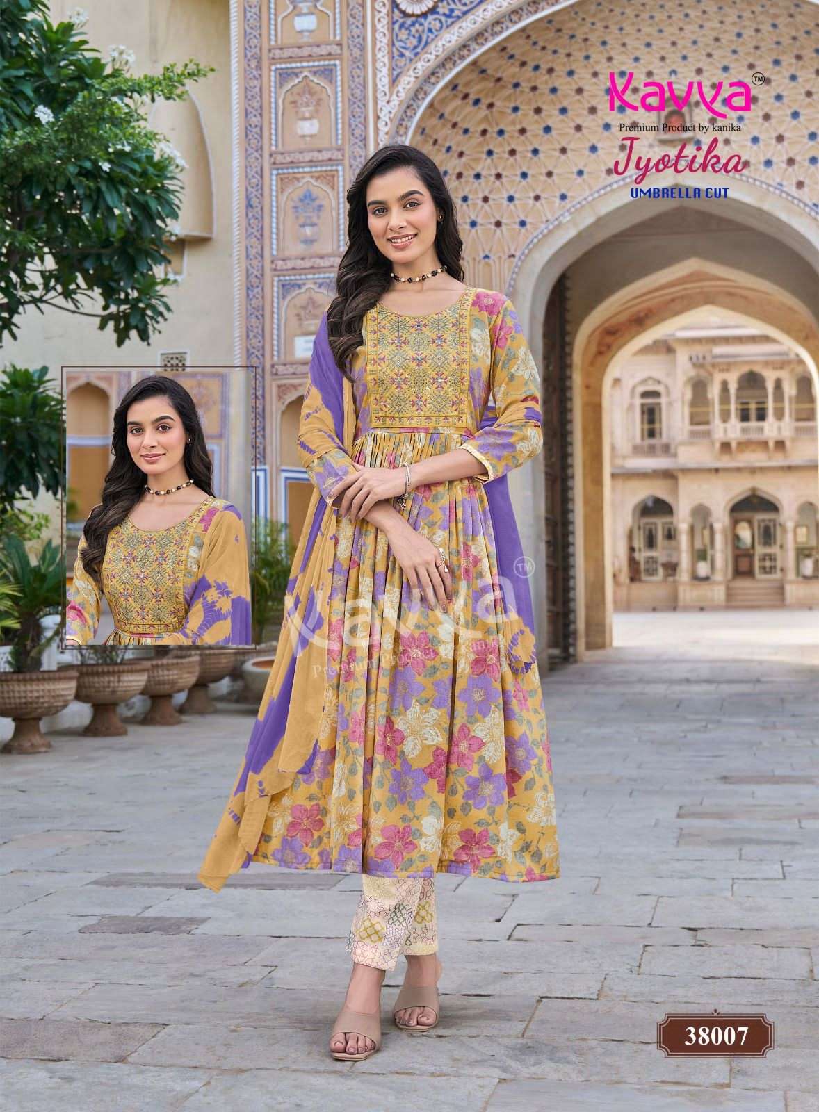 Kavya Jyotika Vol 38 Foil Print Kurti Pant Dupatta Set