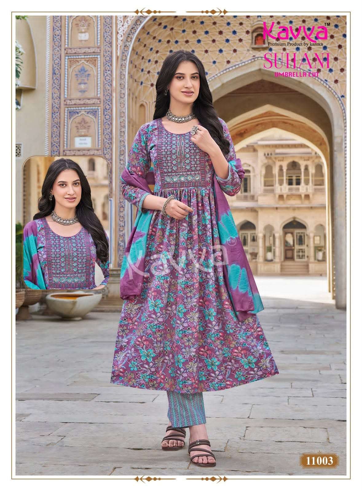 Kavya Suhani Vol 11 Viscose Feel Kurti Pant Dupatta Set - Amrah Wholesale