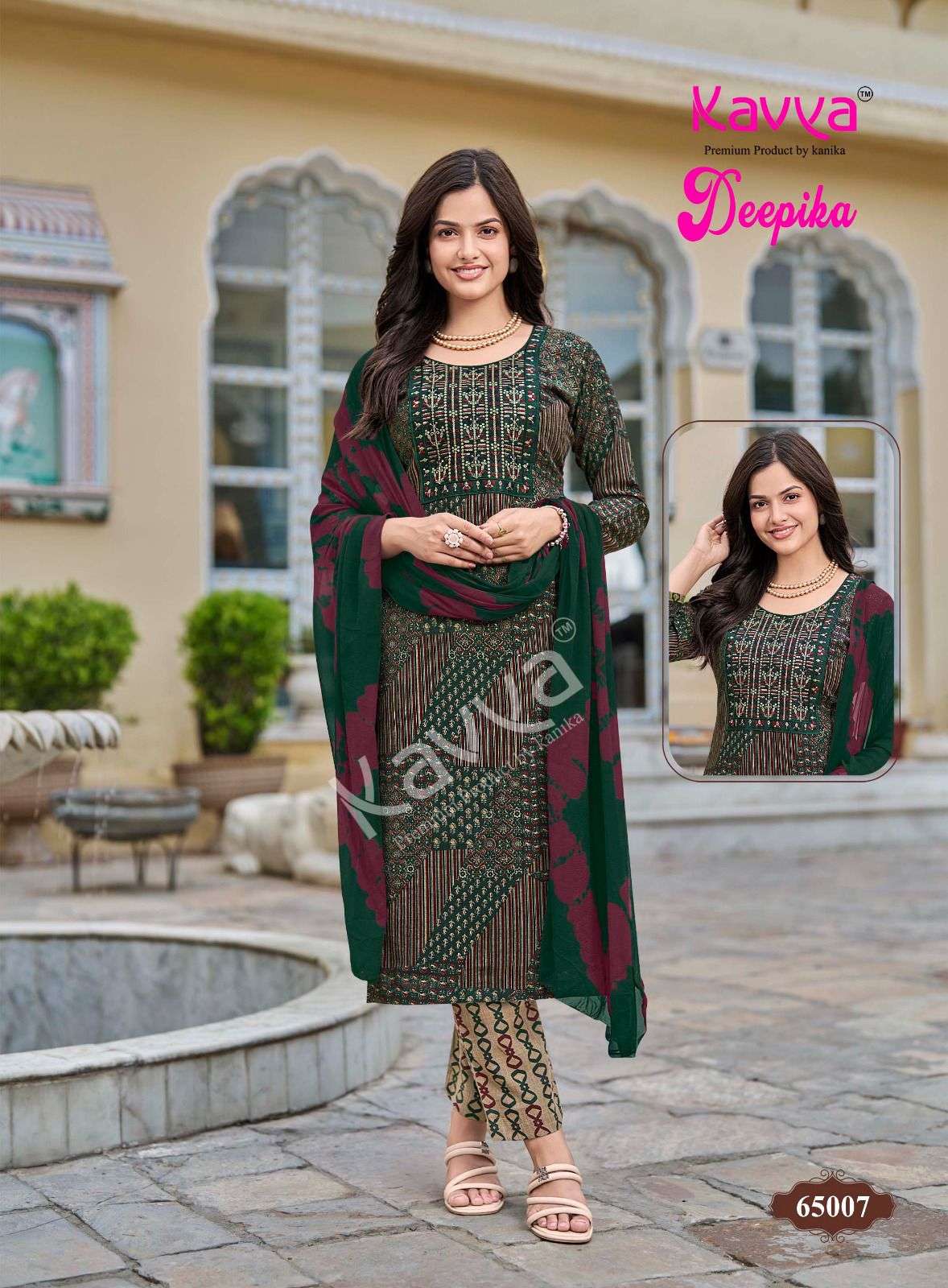 Kavya Suits Deepika Vol 65 Embroidered Kurti Pant Dupatta Set