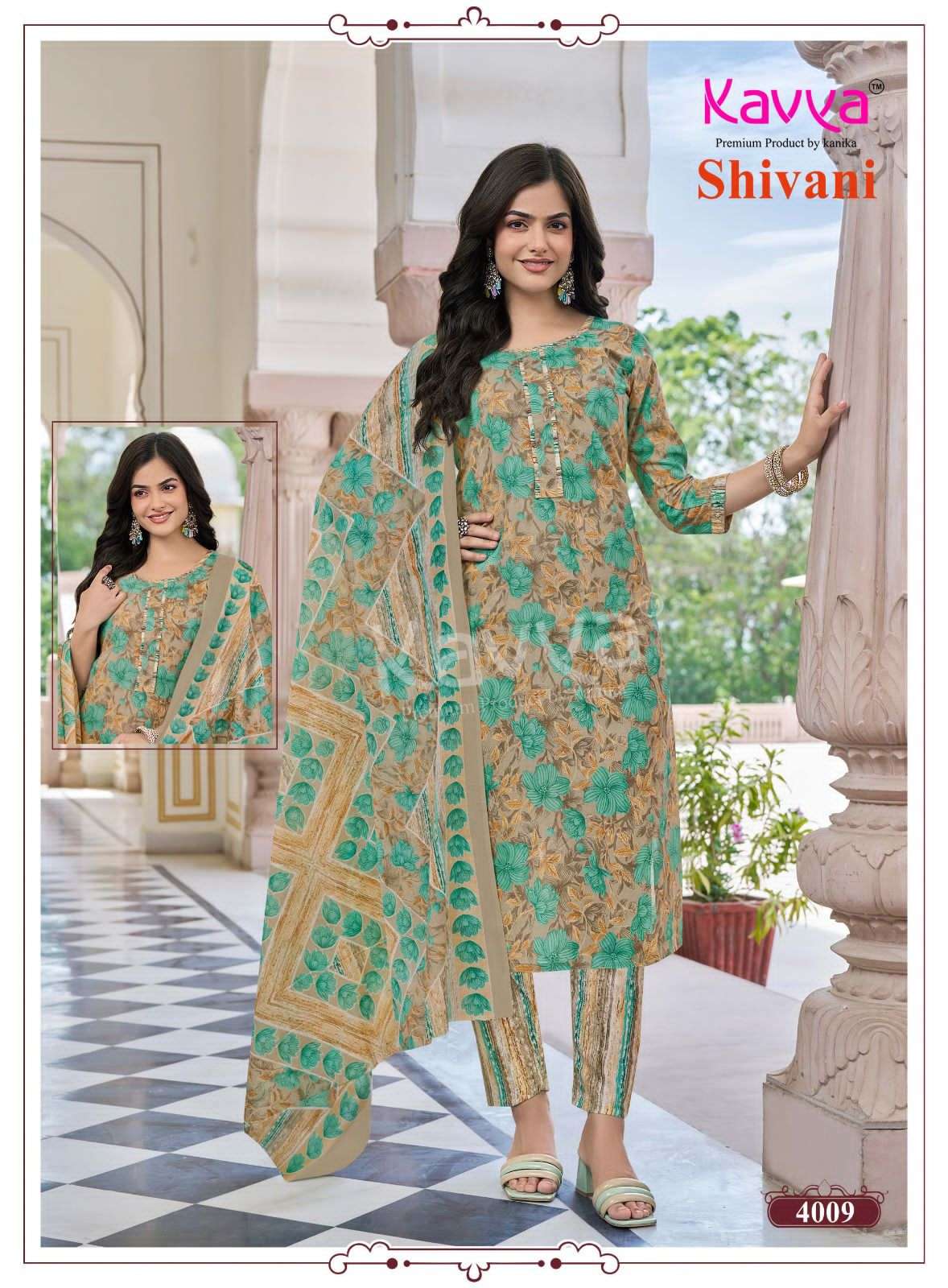 Kavya Suits Shivani Vol 4 Malaysian Cotton Kurti Pant Dupatta Set - Amrah Wholesale