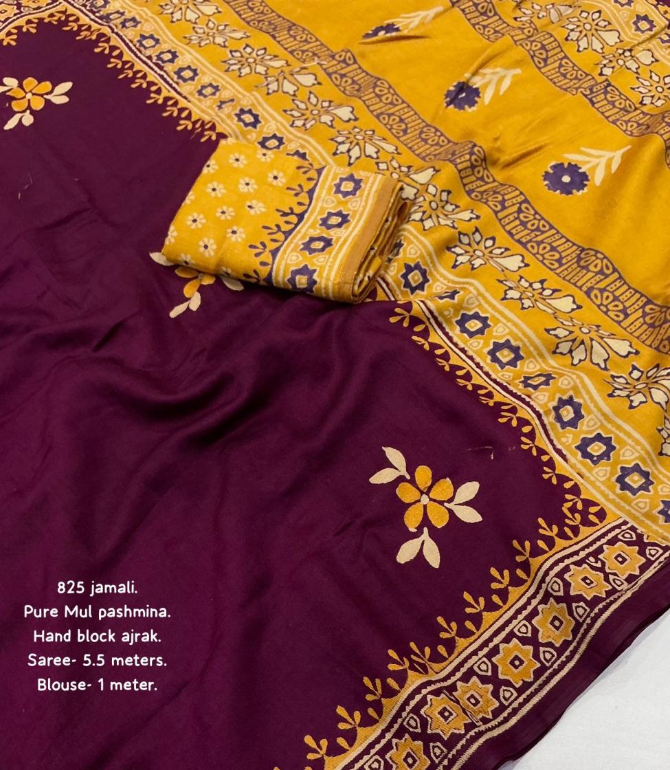 KC 825 Magic Mul Mul Ajrakh Printed Saree