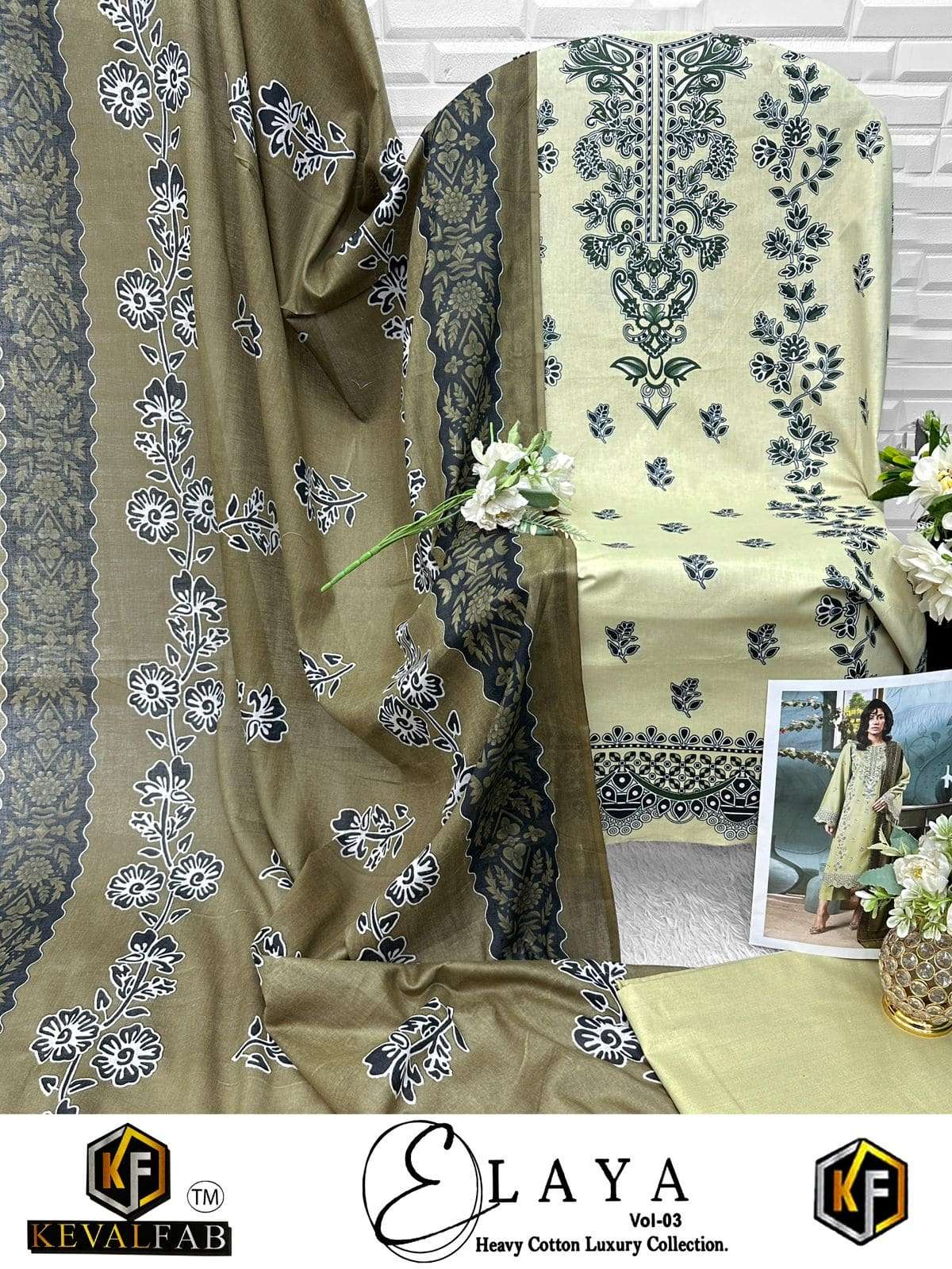 KEVAL FAB ELAYA VOL-3 Lawn Cotton Printed Pakistani Suit Set