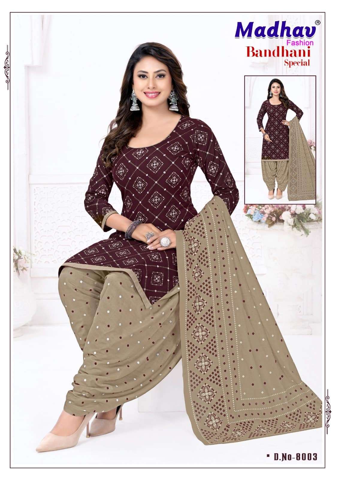 Madhav Fashion Bandhani Special Vol 8 Pure Cotton Bandhani Dress Material