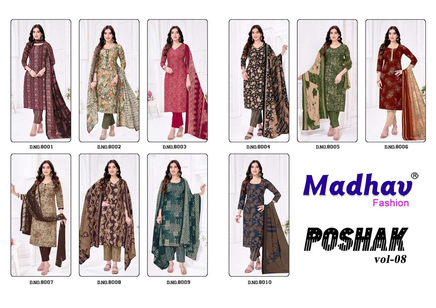 Madhav Poshak Vol-8 Cotton Dress Material Wholesale Surat India