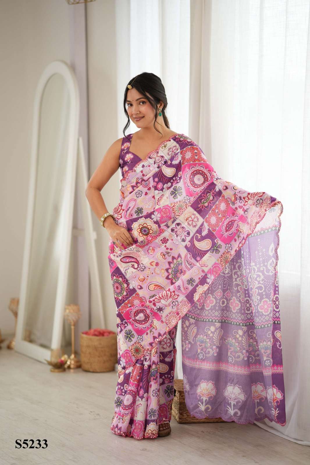 MAHOTSAV Charita S-5228 to S-5240 Chinon Printed Embroidery Saree