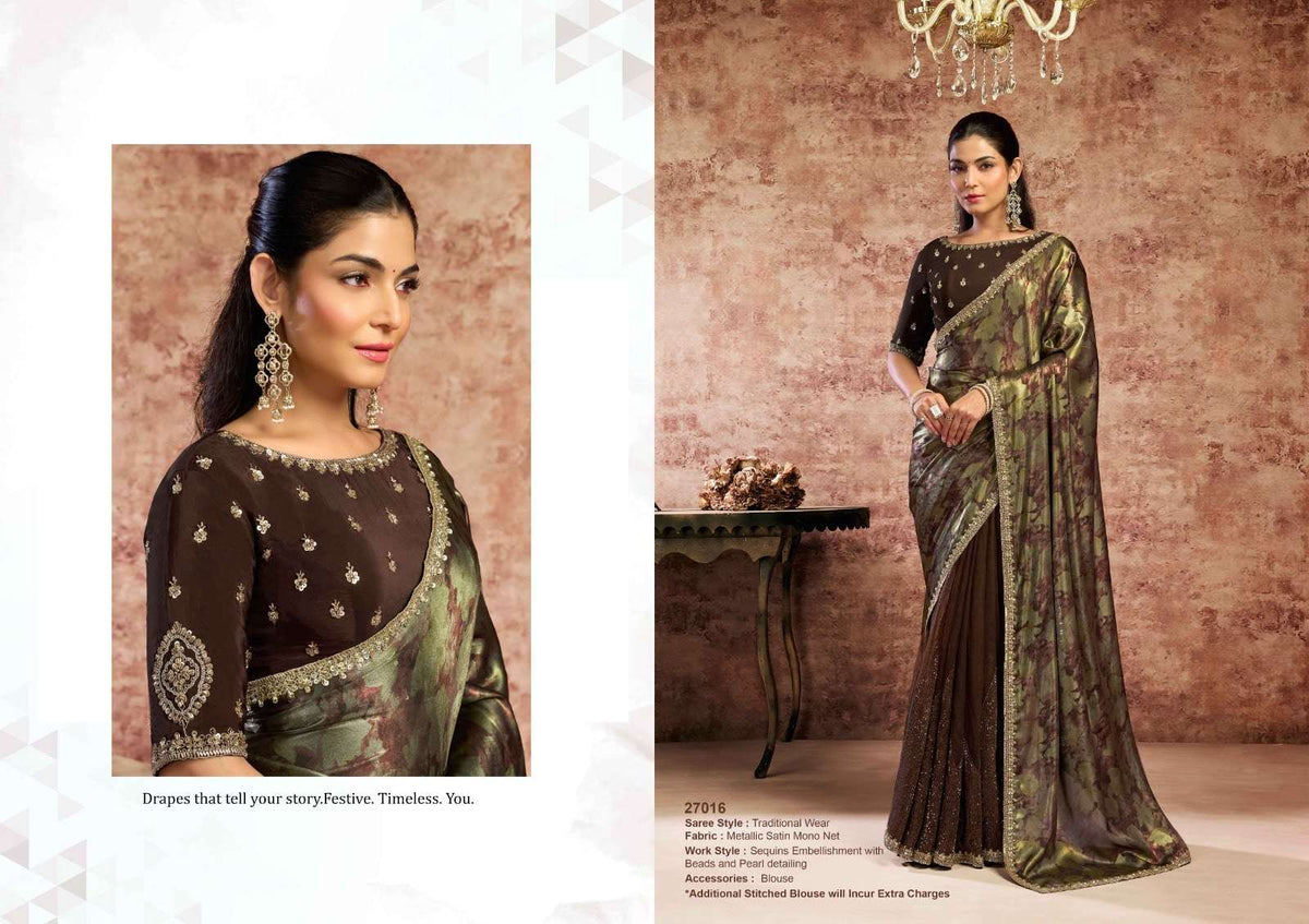 Mahotsav Nayab Organza Satin Embroidery Saree