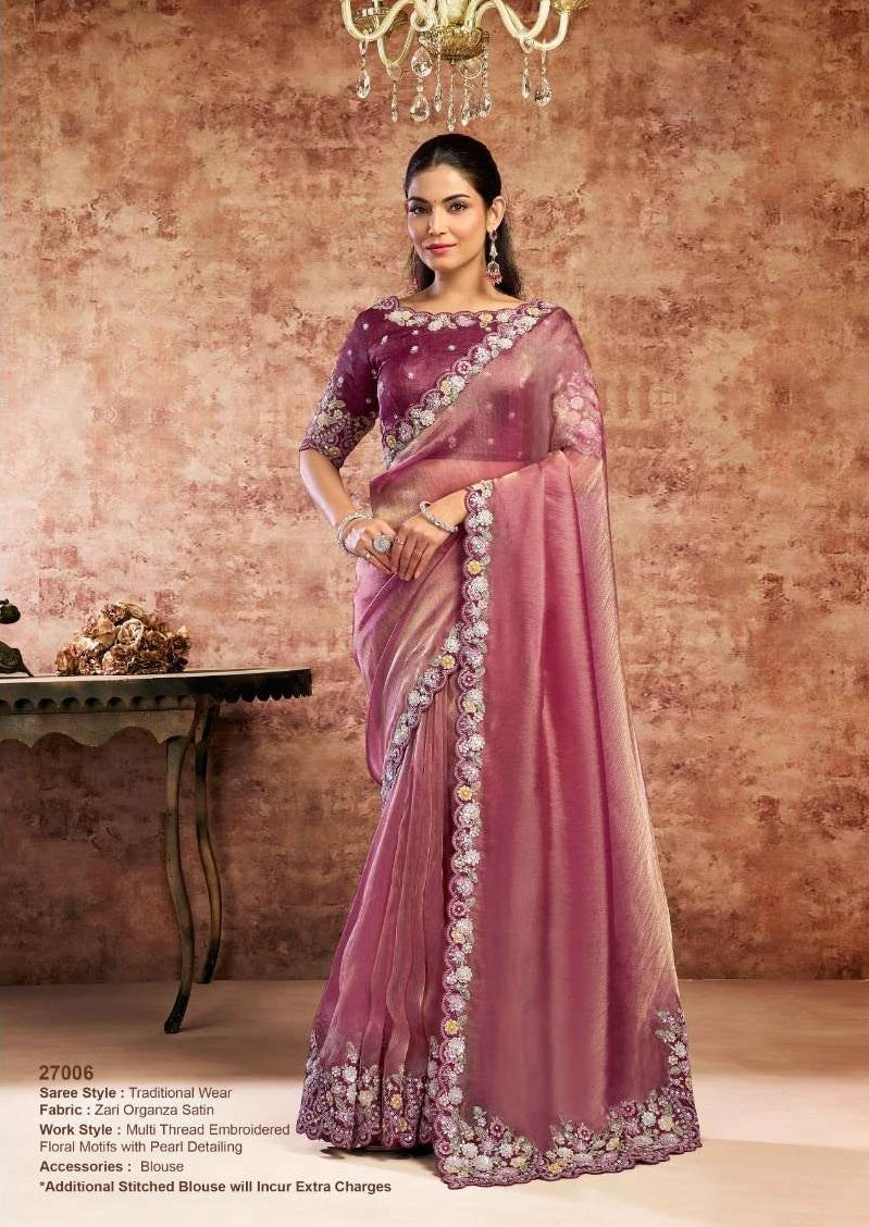 Mahotsav Nayab Organza Satin Embroidery Saree
