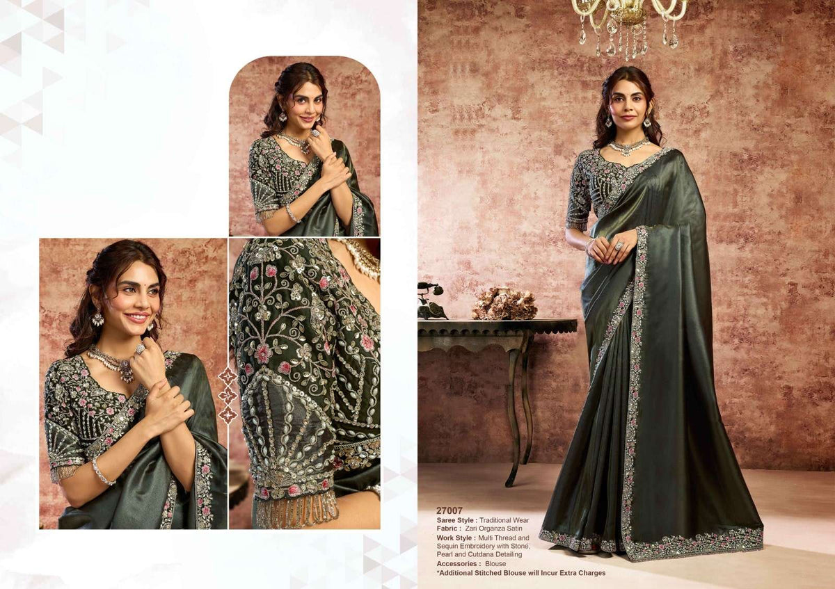 Mahotsav Nayab Organza Satin Embroidery Saree