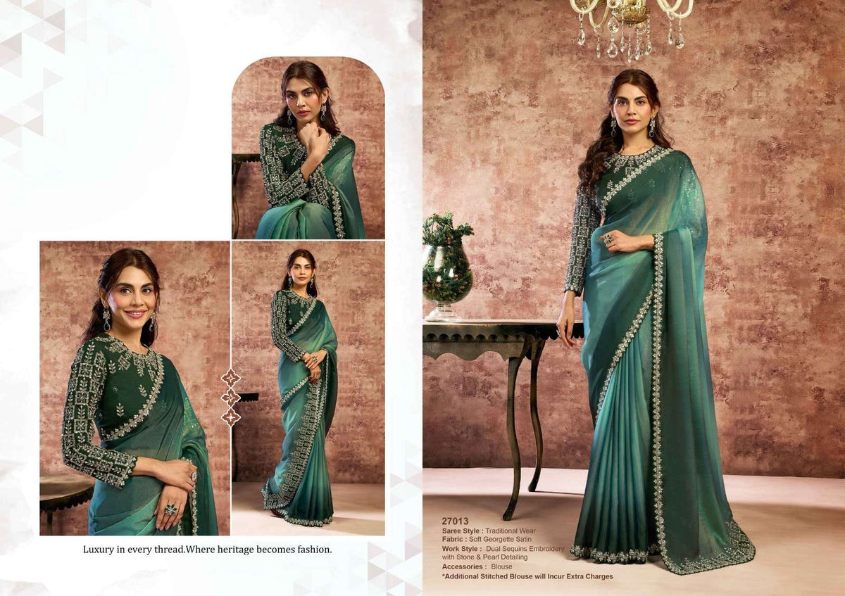 Mahotsav Nayab Organza Satin Embroidery Saree
