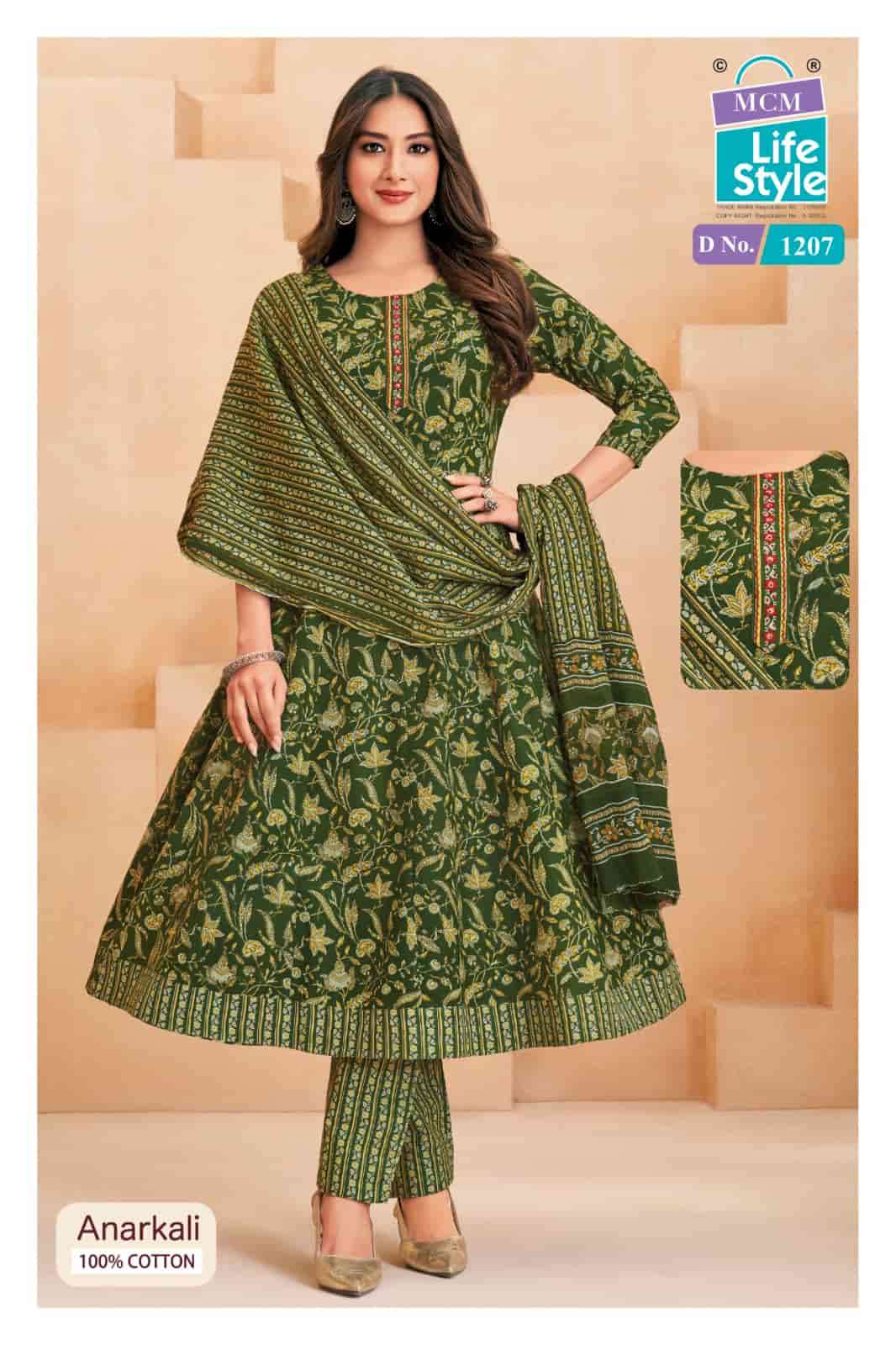 MCM Lifestyle Anarkali Vol 12 Cotton Kurti Pant Dupatta Set - Amrah Wholesale