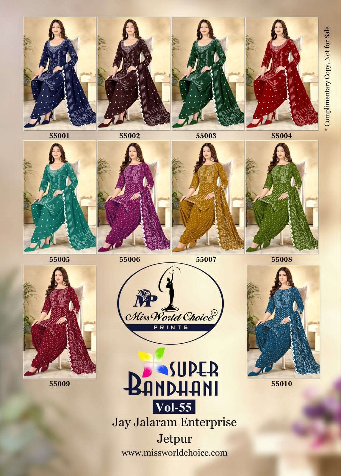 Miss World Choice Super Bandhani Vol 55 Pure Cotton Bandhani Dress Material Wholesale