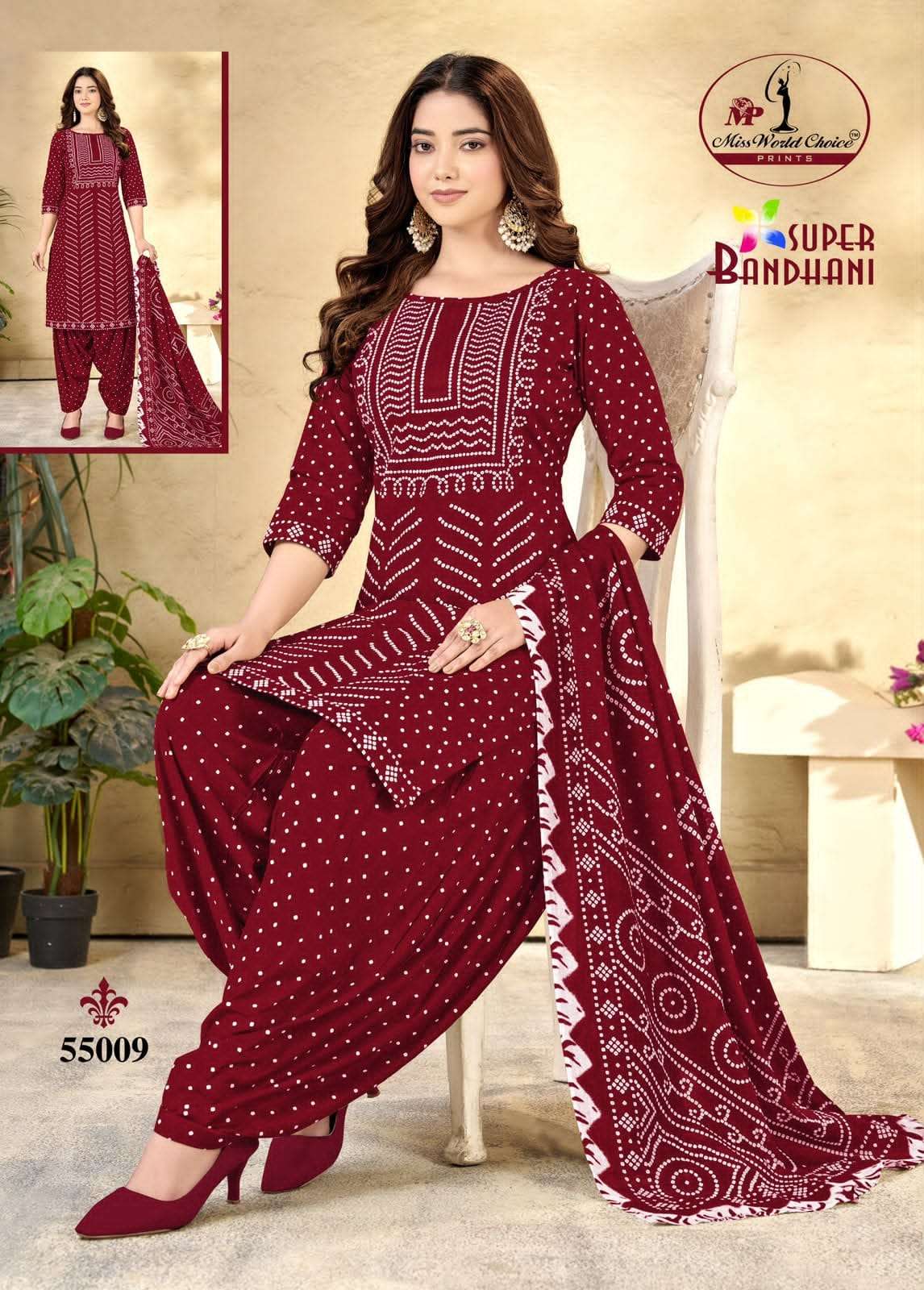Miss World Choice Super Bandhani Vol 55 Pure Cotton Bandhani Dress Material Wholesale
