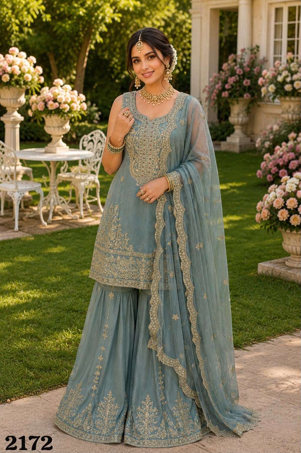 MRUDANGI VERONICA Simmer Silk Embroidered Suit Set